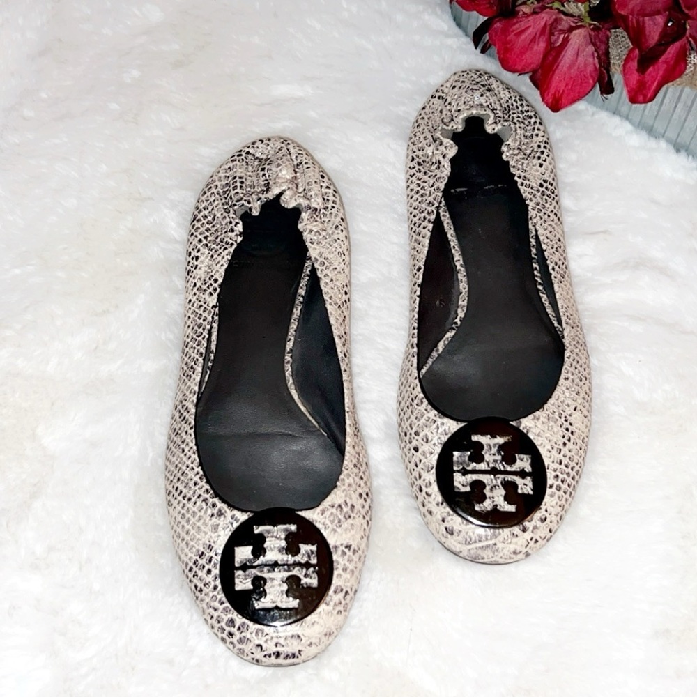Tory Burch Reva Snake Print Flat - image 1